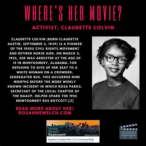 Wheres Her Movie Activist Claudette Colvin 16 In A Series Claudette Colvin She Movie