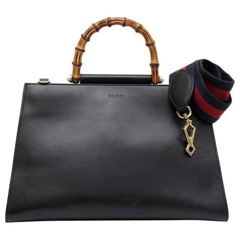 Gucci Black Leather Bamboo Bag At 1stdibs