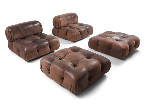 Both chairs are marked on the bottom 'b&b italia, le bambole, mario bellini' and fabrication number. Camaleonda Lounge Chairs In Original Brown Leather by ...