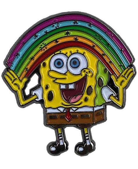 Spongebob Squarepants Enamel Pin Imagination Rainbow Meme Hat Backpack