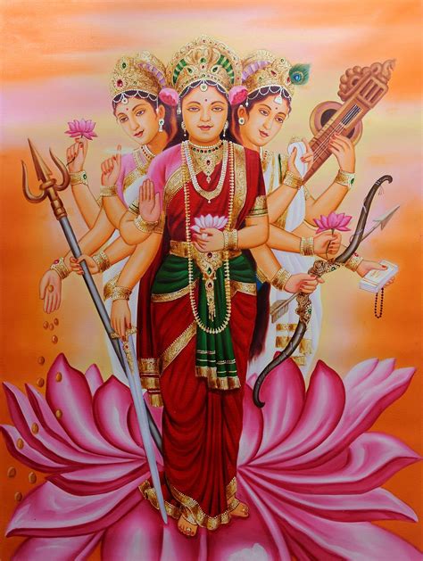 The Goddesses Lakshmi Saraswati And Durga Exotic India Art