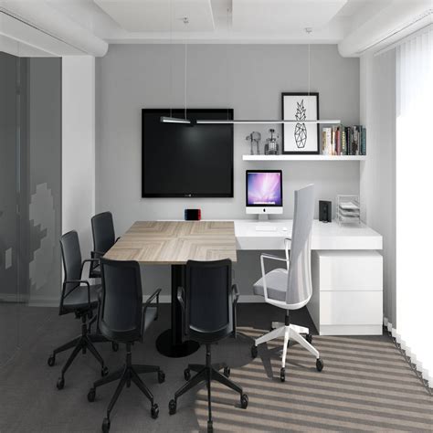 Diseño De Despacho Moderno Y Funcional En Color Blanco Y Negro Tono