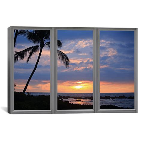 Icanvas Windows Of The World Beach Sunset Window View Photographic