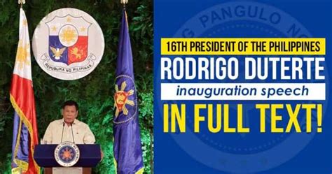 full text president rodrigo duterte s inauguration speech