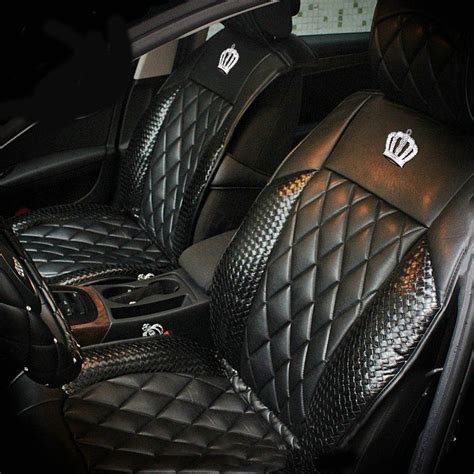 28387 Luxury Diamond Crown Universal Leather Car Seat Cover 10pcs