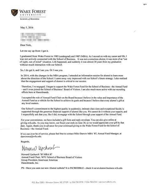 Image Of Sample University Fundraising Letter From Wake Forest Nick