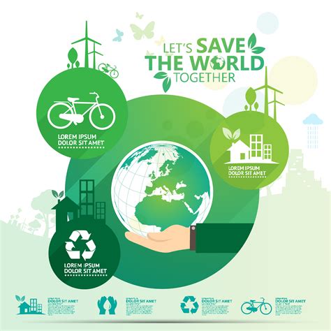 Green Lets Save The World Together Business Infographic Download