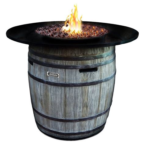 Premium Aluminum Wine Barrel With Granite Top Fire Pit Driftwood