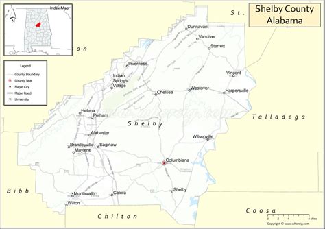 Map Of Shelby County Alabama Where Is Located Cities Population