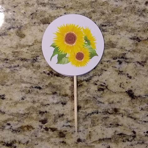 Sunflower Cupcake Topper By Jessicacastilloart On Etsy In 2020