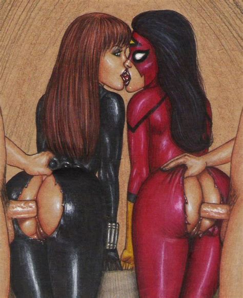 Black Widow And Spider Woman Group Sex Avengers Lesbian