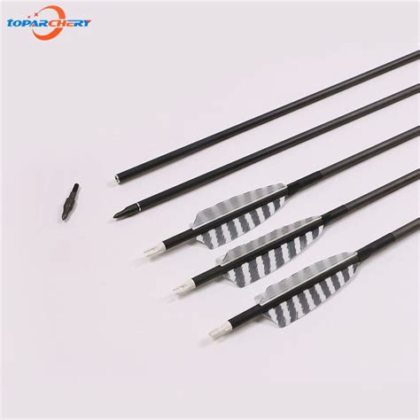 6pcs 32 Length Carbon Arrow Spine 400 With Replaceable Arrowhead For