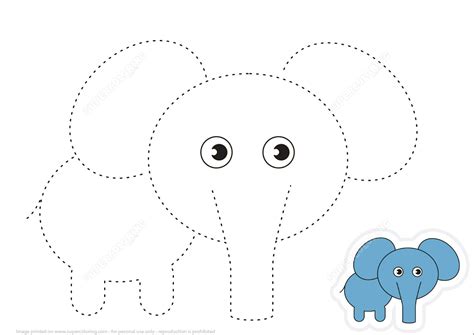 Trace Lines And Draw Cartoon Elephant Free Printable Puzzle Games