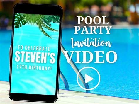 Pool Party Evite Video Animated Pool Party Message Invite Etsy