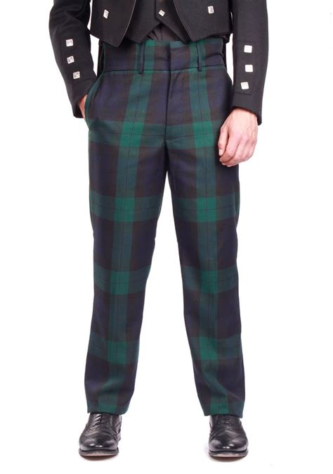 Kilt Society Mens Essentials Scottish Black Watch Tartan Trousers Trews