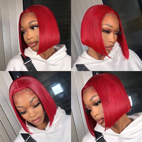 Red Bob 13x4 Lace Front Wig Short Straight Bob Wigs West Kiss Hair