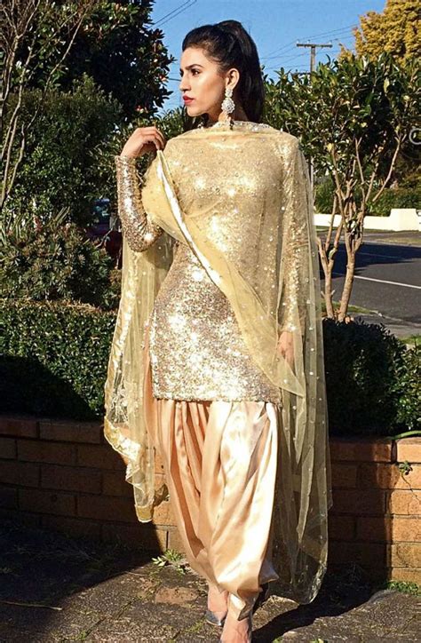 Sequin Golden Patiala Dress
