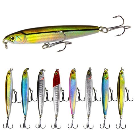 Pcs Topwater Floating Pencil Fishing Lure Mm Mm Artificial Bait