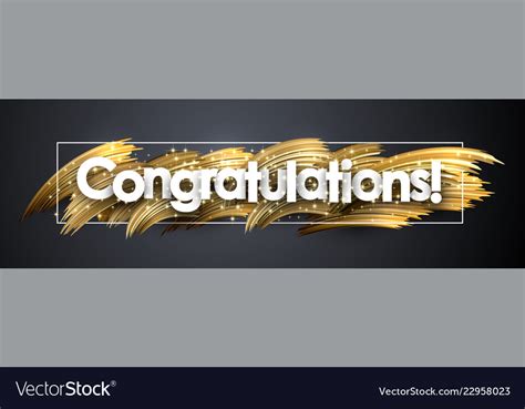 Congratulations Shiny Banner With Golden Brush Vector Image