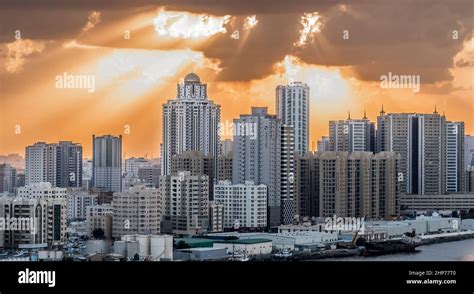 Ajman City Skyline From Corniche Area Stock Photo Alamy