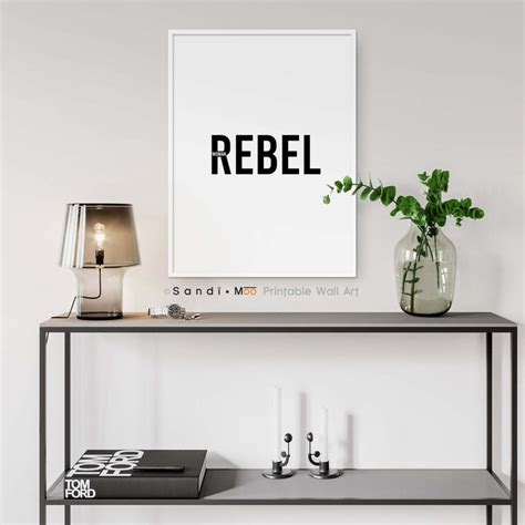 Rebel Woman Printable Wall Art Minimalist Typography Instant Download