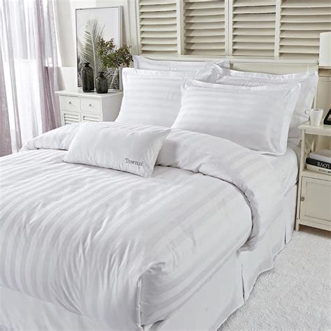 New Hot Luxury 100 Cotton Comfortable White Stripe Bed Sheet 4pc Star