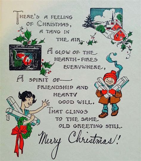 Christmas Feeling 1930s Christmas Card Retro Christmas Card Vintage