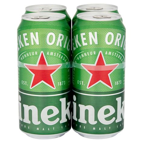 Heineken Lager Beer 4 X 440ml Cans Beer Iceland Foods
