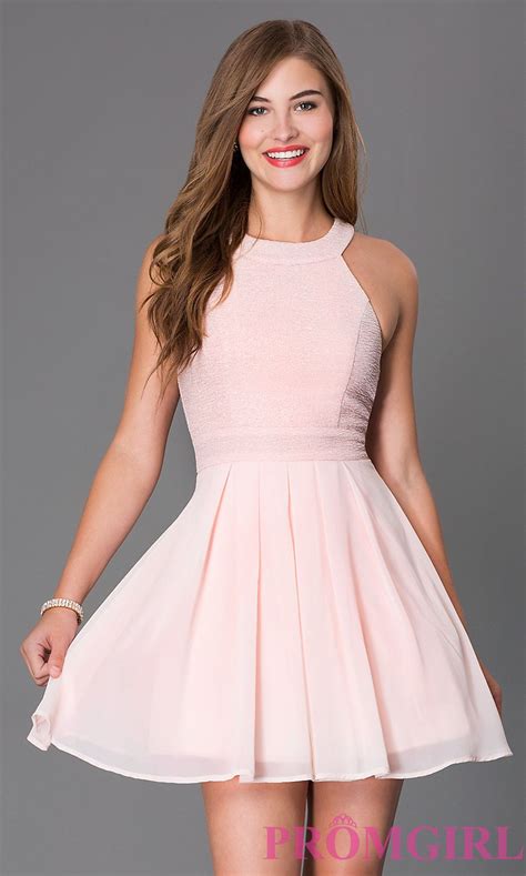 Pink Short Sleeveless Fit And Flare Party Dress Dresses For Tweens Mitzvah Dresses Short