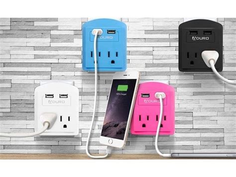 Aduro Mini Surge Protector With 2 Outlets And 2 Usb Ports 2 Pack
