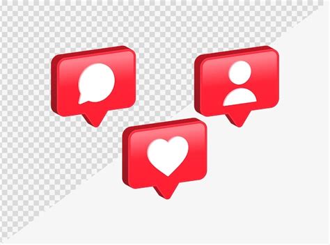 Premium Vector Instagram Social Media Notification Icons In 3d Speech
