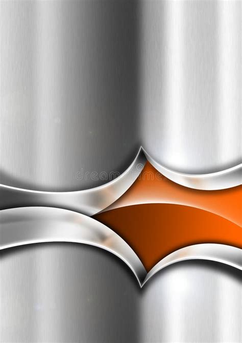 Orange And Metal Background With Metal Frame Stock Illustration