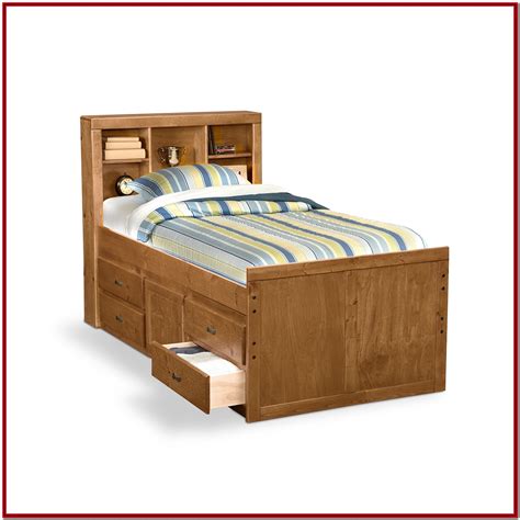 Wood Twin Bed With Storage Drawers Bedroom Home Decorating Ideas