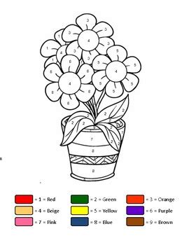 Free, printable coloring book pages, connect the dot pages and color by numbers pages for kids. Easy Color by Numbers Art Flowers in a Pot Printable Learn ...