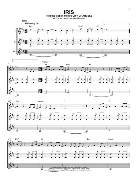 Iris by goo goo dolls. Iris sheet music by Goo Goo Dolls (Guitar Ensemble - 166645)