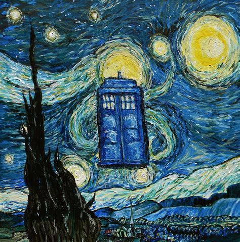 Tardis Painting Doctor Who Wallpaper Starry Night Art Tardis Starry