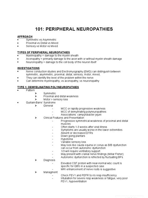 Peripheral Neuropathies For Classification Pdf Elbow Peripheral