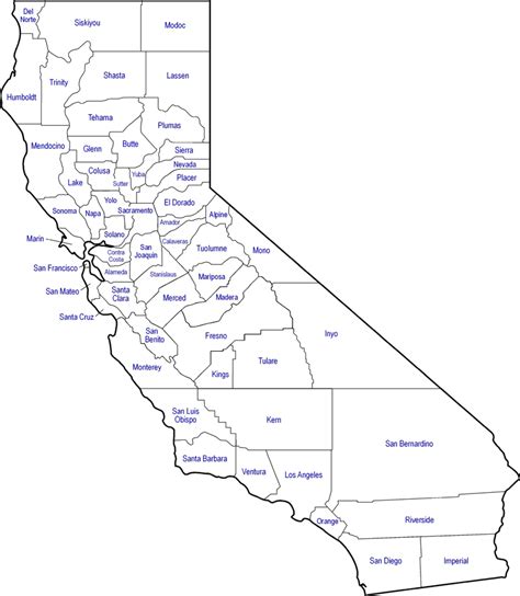 Printable Map Of California Counties