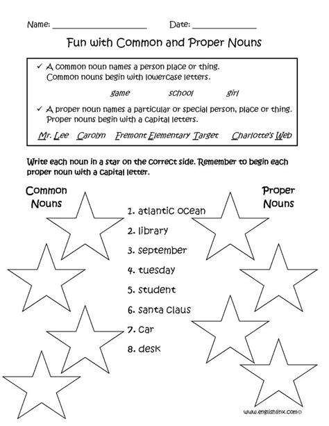 image result  common proper noun fun worksheets  grade  nouns