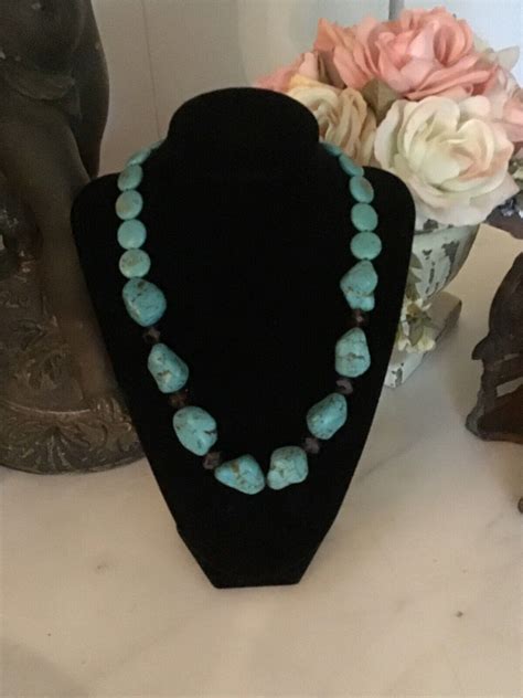 Vintage Faux Turquoise And Amber Beaded Statement Necklace Ebay