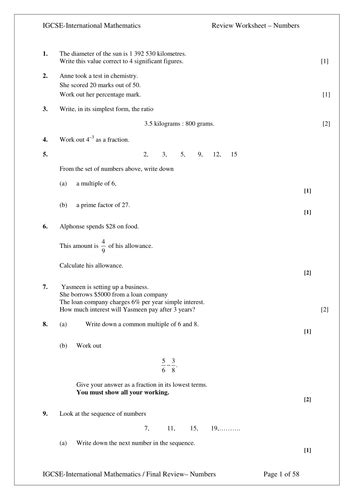 Igcse Mathematics Numbers Revision By Leenalouis Uk Teaching
