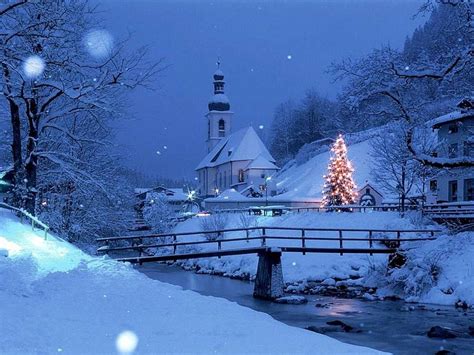 Ramsau Church Bavaria Germany Christmas Landscape Winter Scenery
