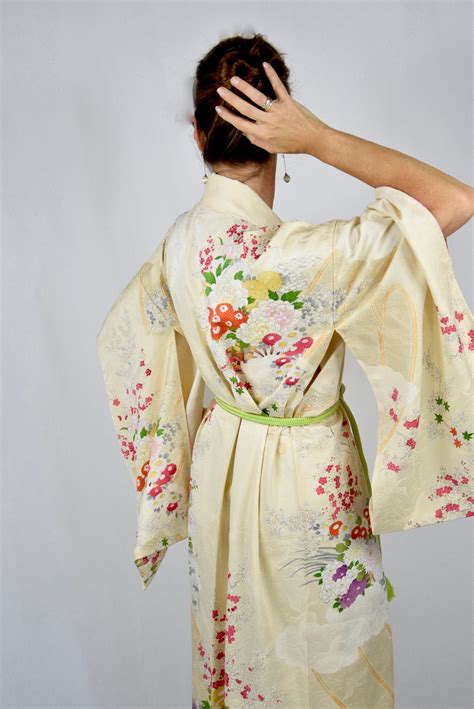 japanese silk kimono robe with fancy embroidery including hand braided belt kaftan present