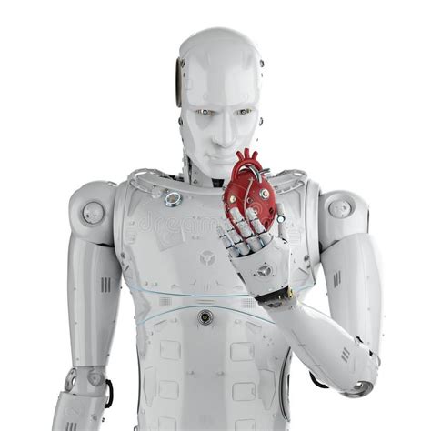 Robot Holding Heart 3d Rendering Robot Hand Holding Red Robotic Heart