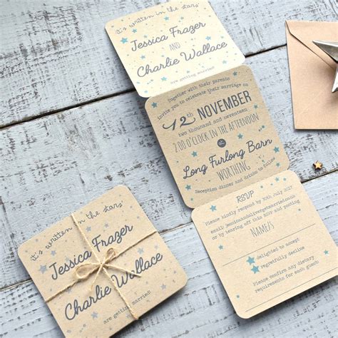 Star Tri Folded Recycled Wedding Invitation By Paper And Inc