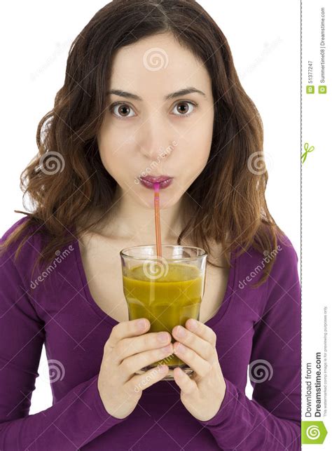 Woman Drinking Fresh Green Smoothie Stock Image Image Of Drink Green 51377247