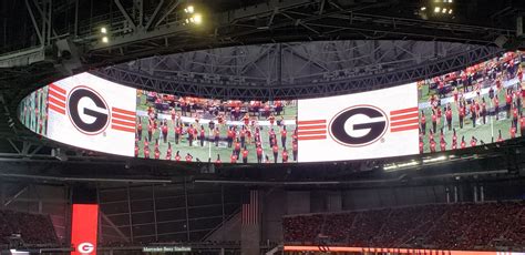 University Of Georgia Redcoat Band On The Big Screen At Halftime Of The
