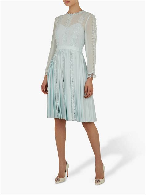 Ted Baker Diannah Lace Trim Pleated Dress Blue Light At John Lewis