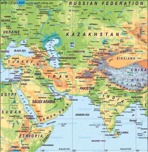Map Of Middle East Asia General Map Region Of The World Welt