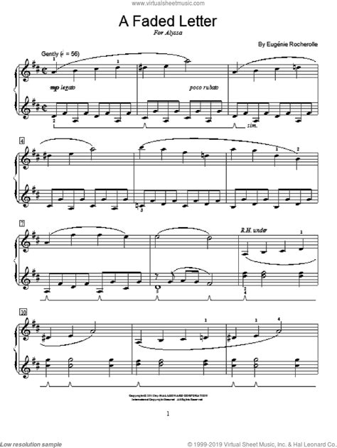 Please note, that if you can't find your favorite song, you can request it from us and we'll do our best to get it for you! Rocherolle - A Faded Letter sheet music for piano solo (elementary)
